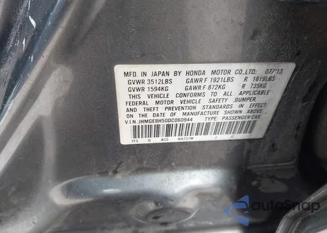 2013 Honda Fit Sport из США, поврежденный, VIN JHMGE8H50DC060944